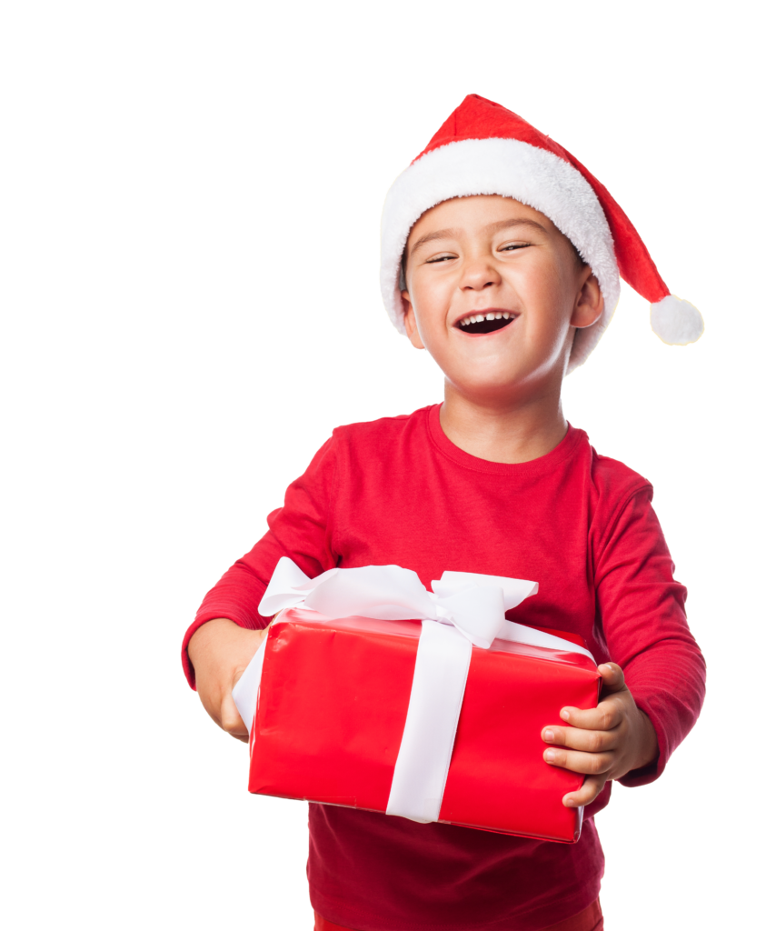 Kid with Santa Hat Laughing